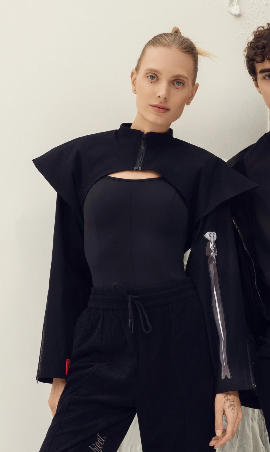 Black Jeans Jacket with a Track Suit - Surrealism Art Collection