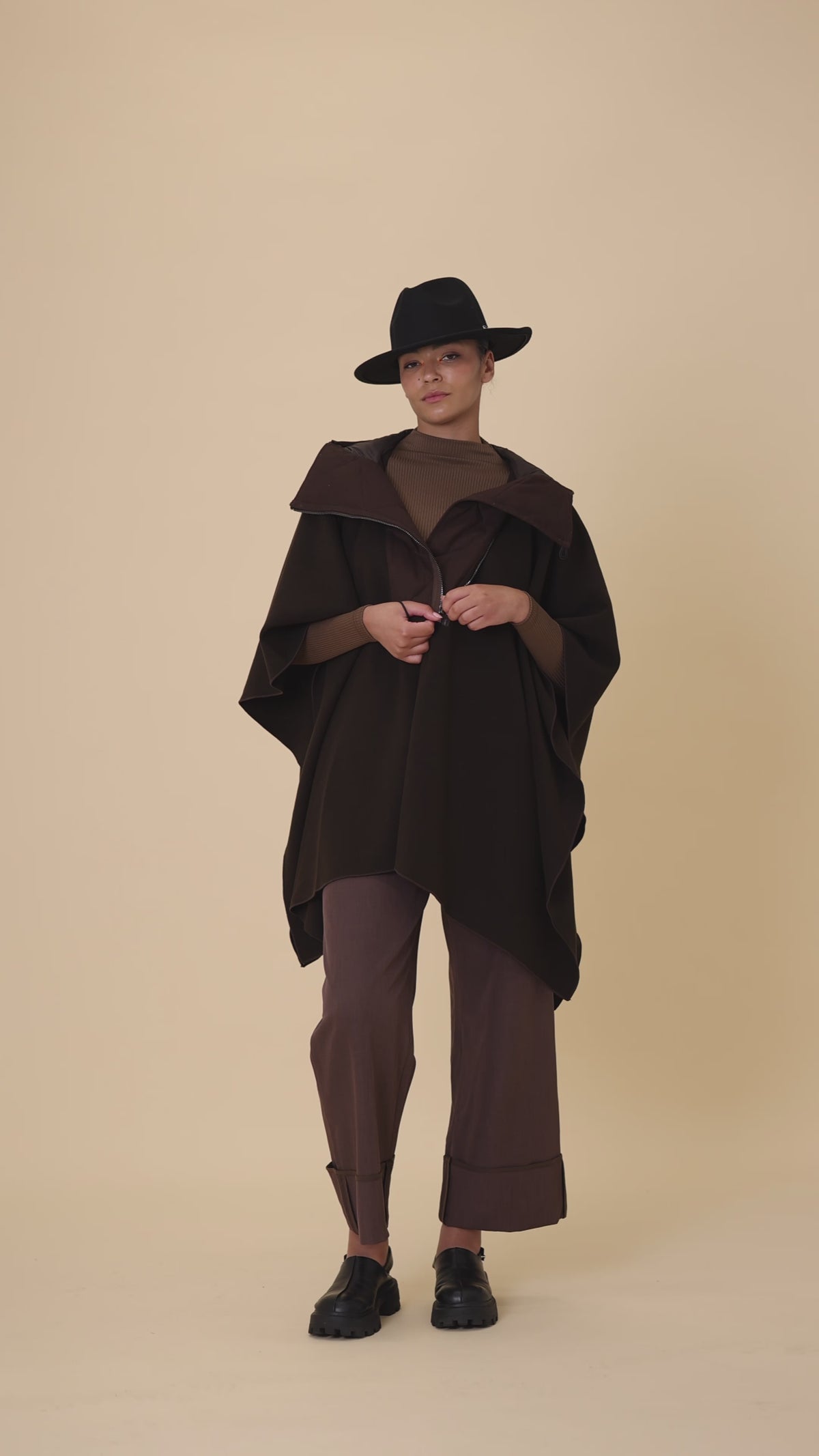 Brown Scarf-Style Jacket