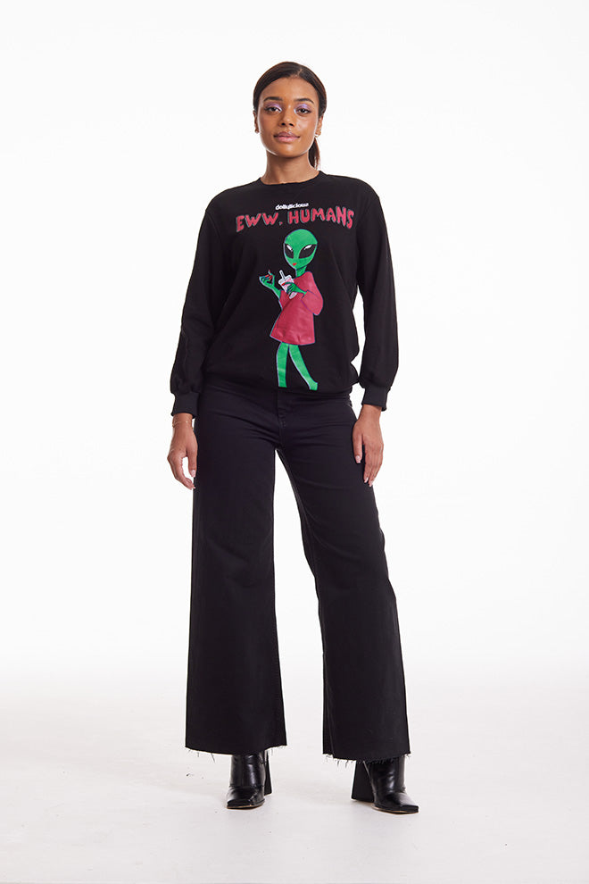 Alien Print Crewneck Sweatshirt | Doll x RMRM